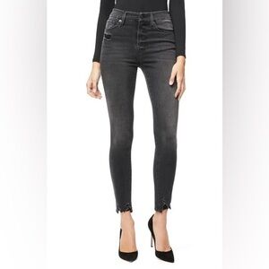 Good American Good Waist High Waist Skinny Jeans Raw Hem